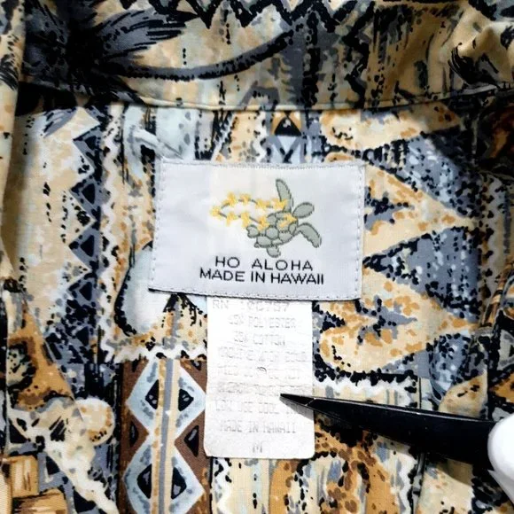 Ho Aloha Mens Medium Short Sleeve Shirt Hawaiian Vacation Beach Island Casual - Picture 4 of 10